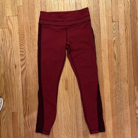 lululemon athletica Pants - Lululemon Run Pace Tight Hyper Stripe Bordeaux Drama Bumble Berry Bord